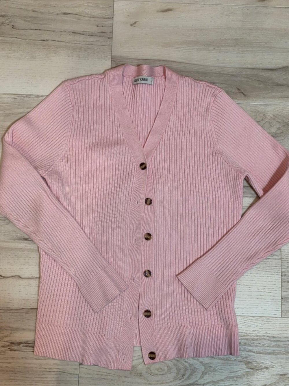 Grace Karin pink button-down cardigan - Picture 1 of 5